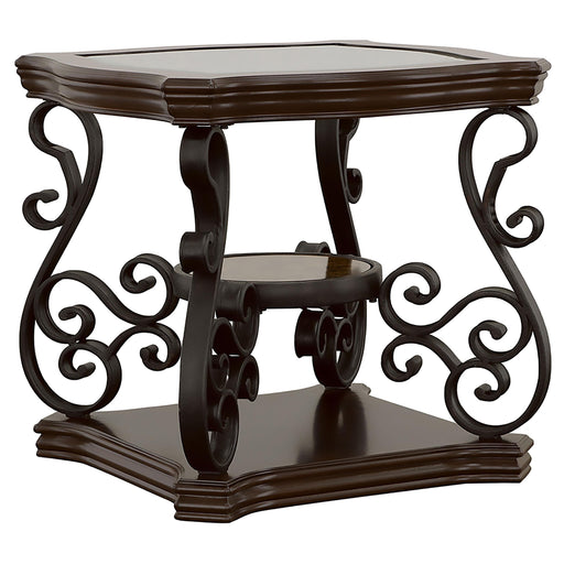Laney 1-shelf Glass Top Square End Table Deep Merlot - 702447
