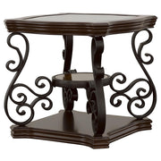 Laney 1-shelf Glass Top Square End Table Deep Merlot - 702447
