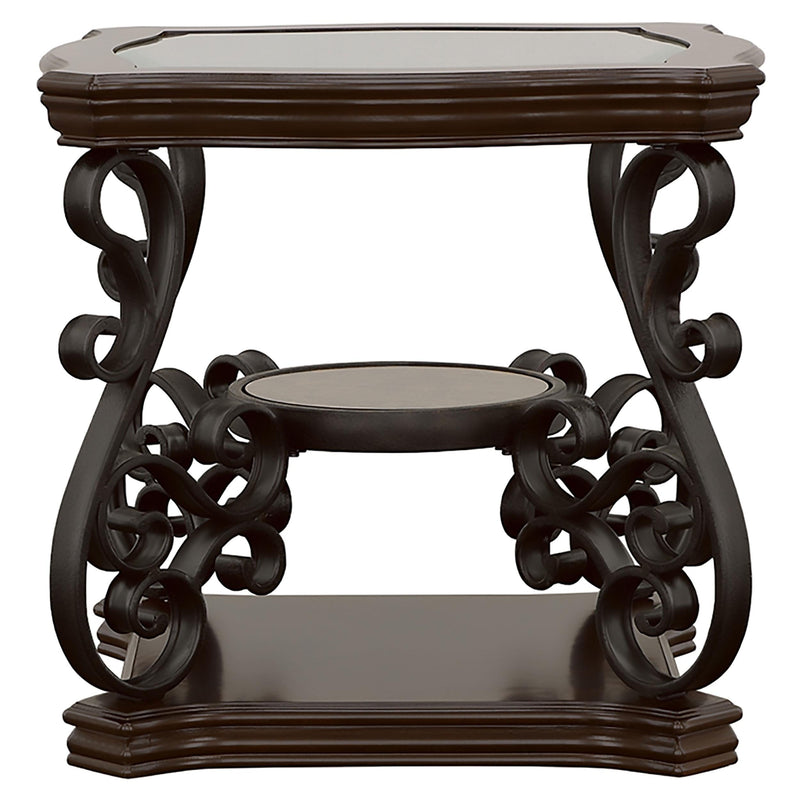 Laney 1-shelf Glass Top Square End Table Deep Merlot - 702447