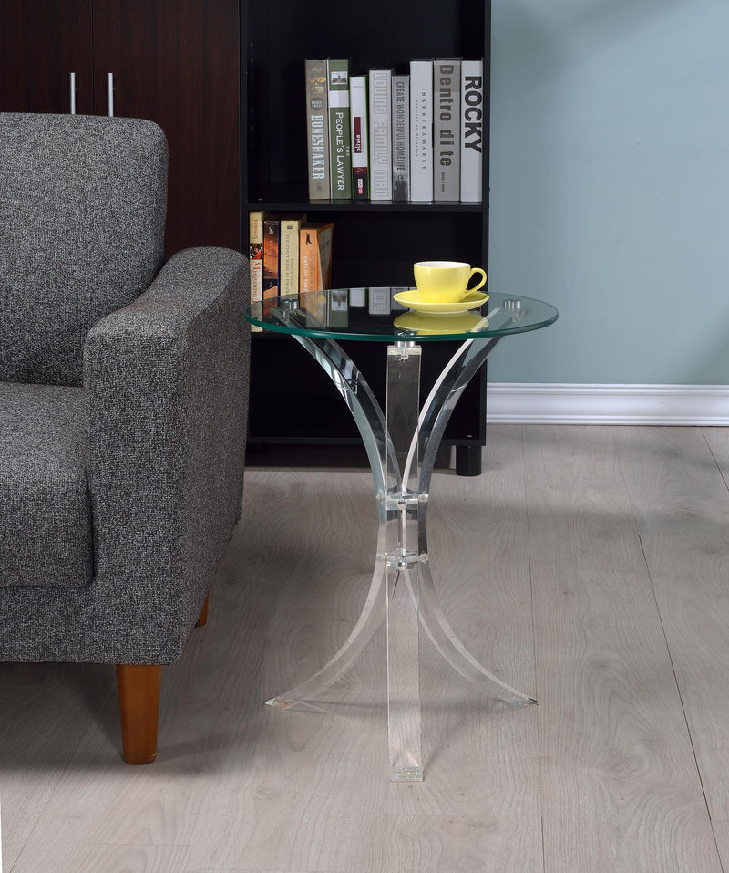 Laning Round Glass Top Acrylic Side Table Clear - 900490