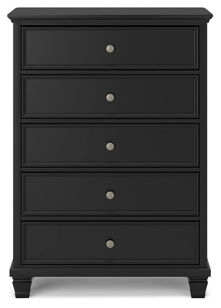 Lanolee Black Full Panel Bed and Chest - B687B12