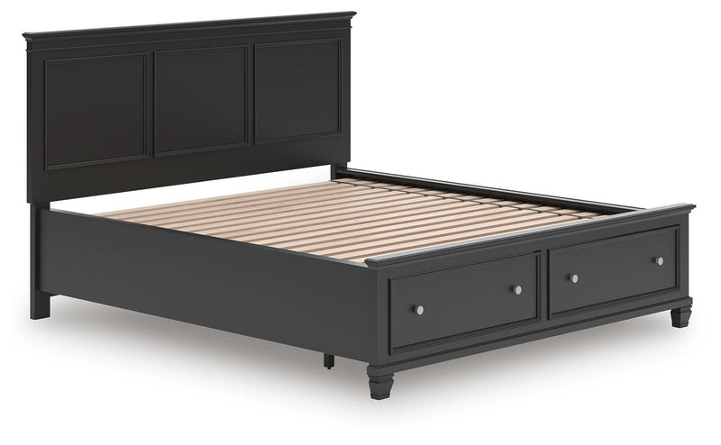 Lanolee California King Panel Storage Bed and Dresser in Black - PKG023922