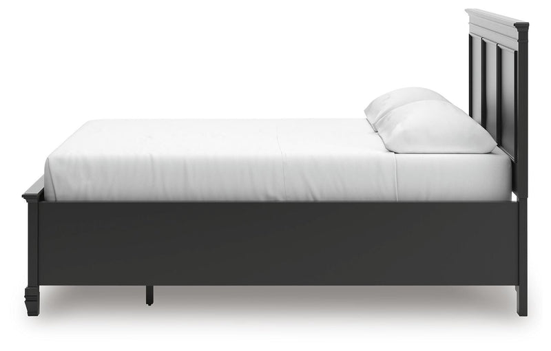 Lanolee California King Panel Storage Bed, Dresser and Nightstand in Black - PKG023925