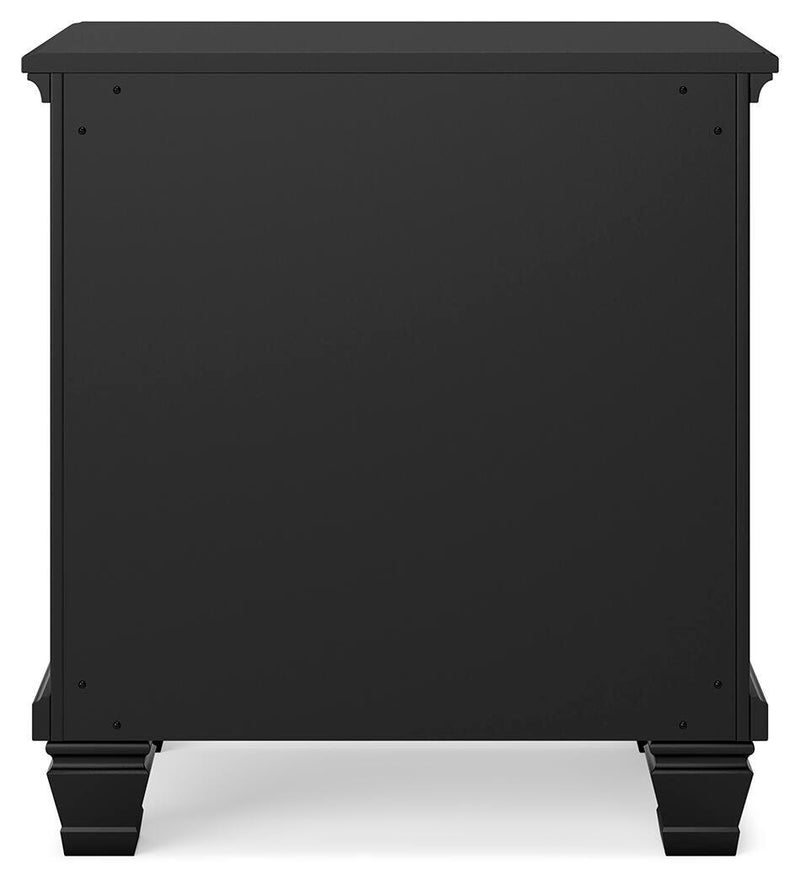 Lanolee California King Panel Storage Bed, Dresser and Nightstand in Black - PKG023925