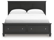 Lanolee California King Panel Storage Bed, Dresser, Mirror and Nightstand in Black - PKG023924