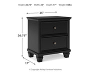 Lanolee California King Panel Storage Bed, Dresser, Mirror and Nightstand in Black - PKG023924