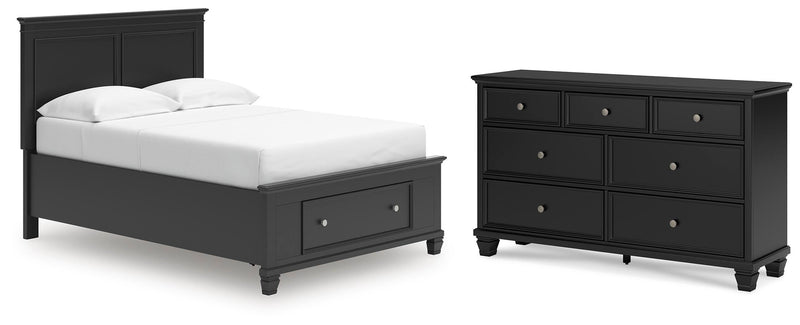 Lanolee Full Panel Storage Bed and Dresser in Black - PKG023907