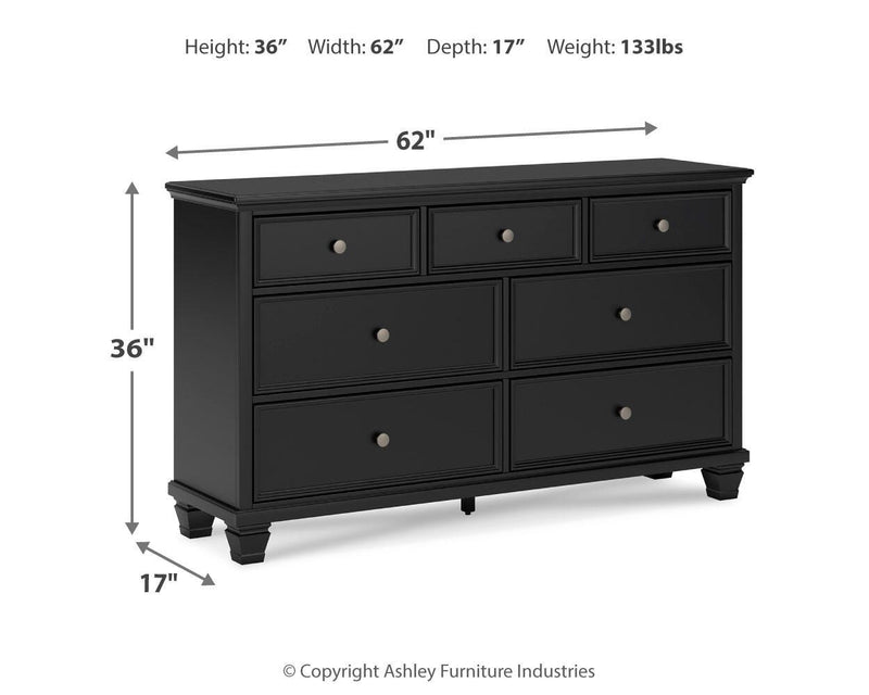 Lanolee Full Panel Storage Bed, Dresser and Chest in Black - PKG023911