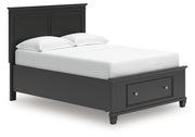 Lanolee Full Panel Storage Bed, Dresser and Mirror in Black - PKG023908