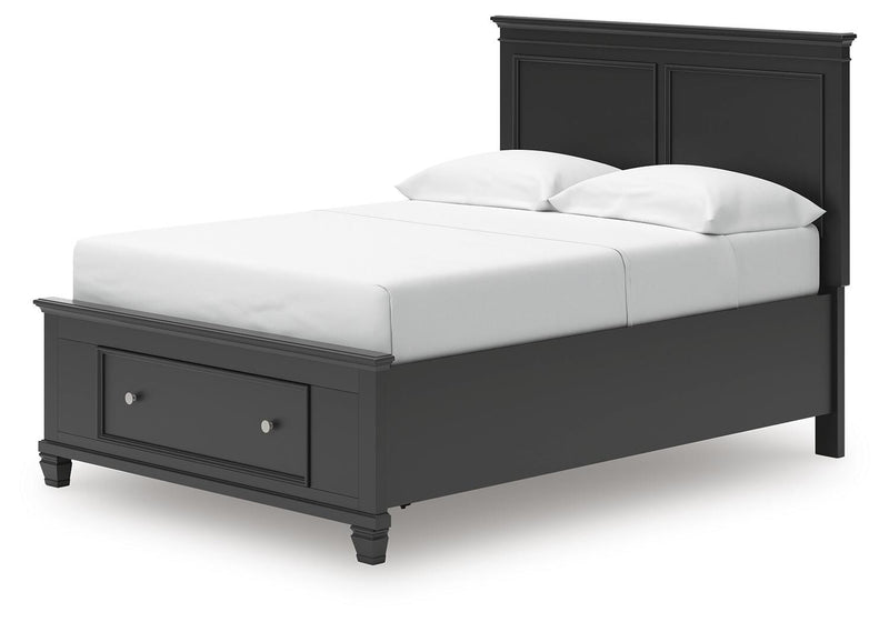 Lanolee Full Panel Storage Bed, Dresser and Mirror in Black - PKG023908