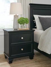Lanolee Full Panel Storage Bed, Dresser, Mirror and Nightstand in Black - PKG023909