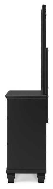 Lanolee Full Panel Storage Bed, Dresser, Mirror and Nightstand in Black - PKG023909