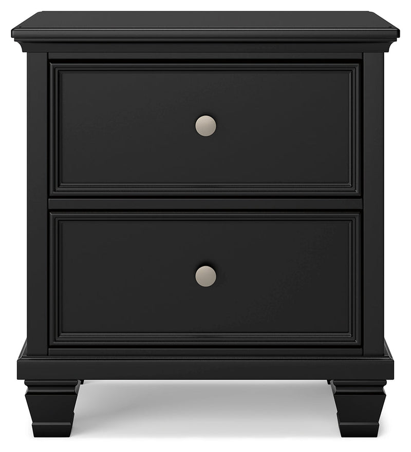 Lanolee King Panel Bed with Mirrored Dresser, Chest and 2 Nightstands in Black - PKG015225