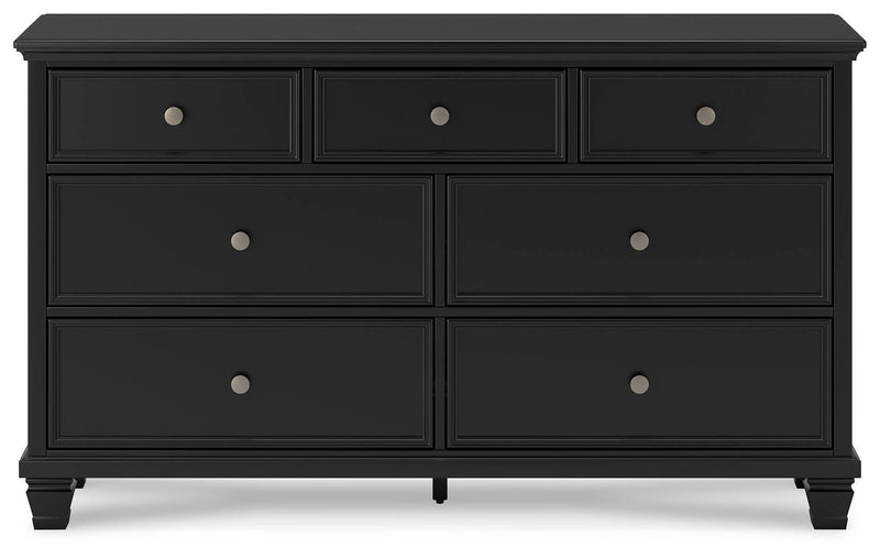 Lanolee King Panel Storage Bed and Dresser in Black - PKG023917