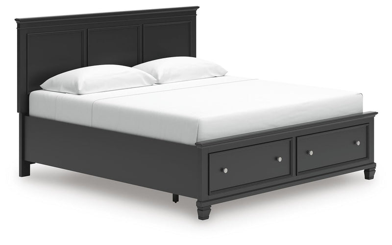 Lanolee King Panel Storage Bed and Dresser in Black - PKG023917