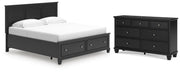 Lanolee King Panel Storage Bed and Dresser in Black - PKG023917