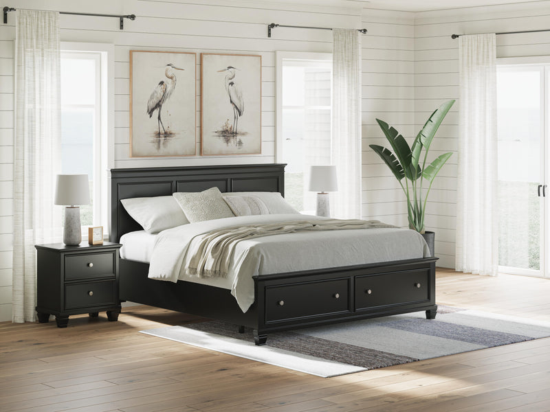 Lanolee King Panel Storage Bed, Dresser and Chest in Black - PKG023921