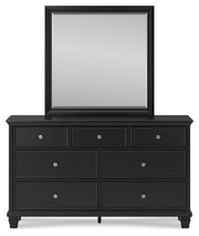 Lanolee King Panel Storage Bed, Dresser and Mirror in Black - PKG023918