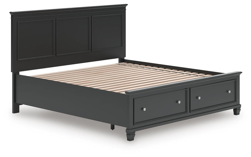 Lanolee King Panel Storage Bed, Dresser and Nightstand in Black - PKG023920