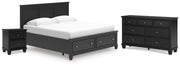Lanolee King Panel Storage Bed, Dresser and Nightstand in Black - PKG023920