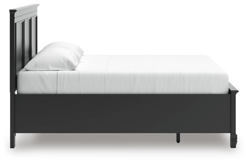 Lanolee King Panel Storage Bed, Dresser, Mirror and Nightstand in Black - PKG023919