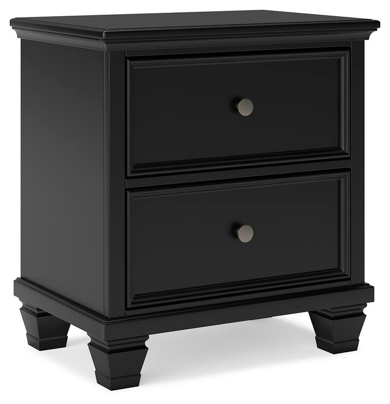 Lanolee King Panel Storage Bed, Dresser, Mirror and Nightstand in Black - PKG023919