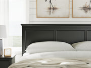 Lanolee King Panel Storage Bed, Dresser, Mirror and Nightstand in Black - PKG023919