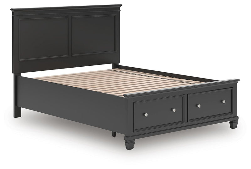 Lanolee Queen Panel Storage Bed and Dresser in Black - PKG023912