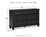 Lanolee Queen Panel Storage Bed, Dresser and Chest in Black - PKG023916