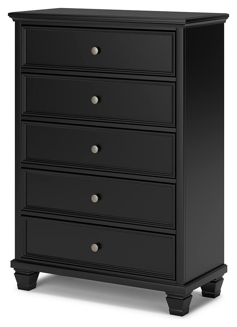 Lanolee Queen Panel Storage Bed, Dresser and Chest in Black - PKG023916