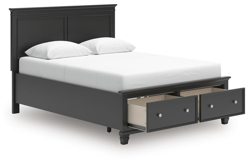 Lanolee Queen Panel Storage Bed, Dresser and Chest in Black - PKG023916