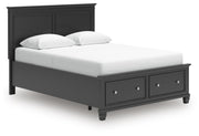 Lanolee Queen Panel Storage Bed, Dresser and Mirror in Black - PKG023913