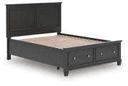 Lanolee Queen Panel Storage Bed, Dresser and Mirror in Black - PKG023913