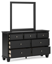 Lanolee Queen Panel Storage Bed, Dresser and Mirror in Black - PKG023913