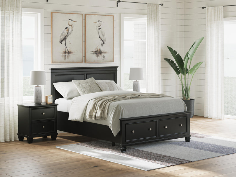 Lanolee Queen Panel Storage Bed, Dresser and Nightstand in Black - PKG023915