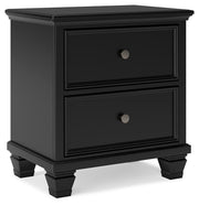 Lanolee Queen Panel Storage Bed, Dresser, Mirror and Nightstand in Black - PKG023914