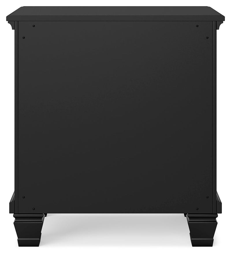 Lanolee Twin Panel Bed with Mirrored Dresser, Chest and 2 Nightstands in Black - PKG015207