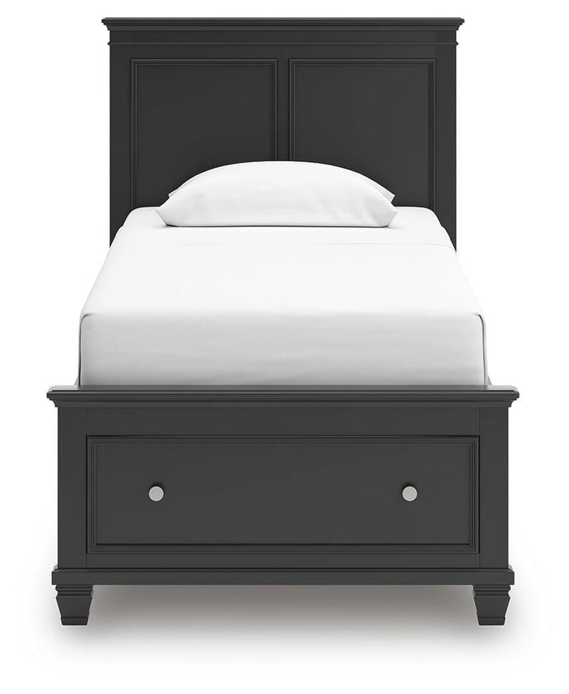 Lanolee Twin Panel Storage Bed, Dresser and Chest in Black - PKG023906