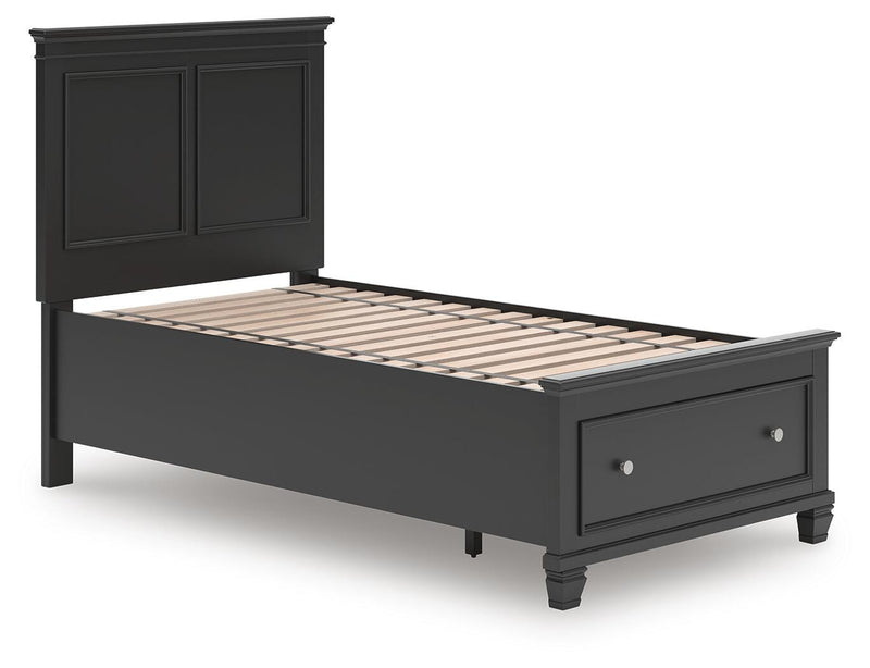 Lanolee Twin Panel Storage Bed, Dresser and Chest in Black - PKG023906