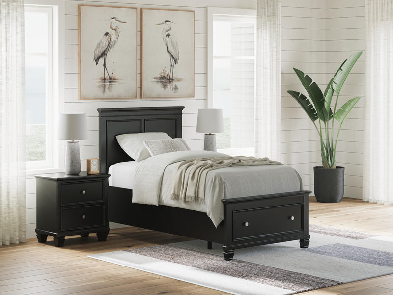 Lanolee Twin Panel Storage Bed, Dresser and Chest in Black - PKG023906