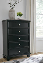 Lanolee Twin Panel Storage Bed, Dresser and Chest in Black - PKG023906