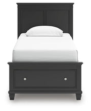 Lanolee Twin Panel Storage Bed, Dresser and Mirror in Black - PKG023903