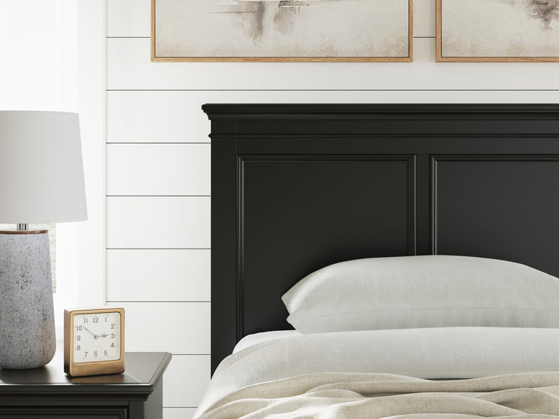 Lanolee Twin Panel Storage Bed, Dresser and Mirror in Black - PKG023903