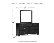 Lanolee Twin Panel Storage Bed, Dresser and Mirror in Black - PKG023903