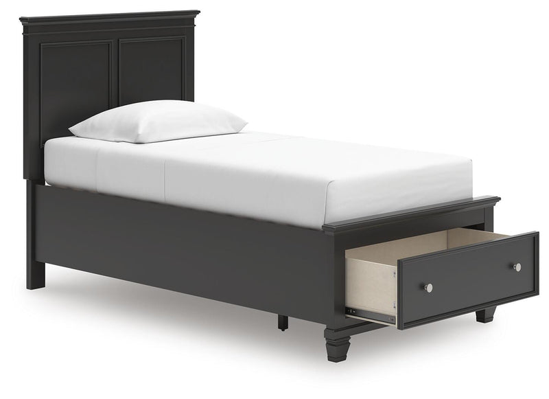Lanolee Twin Panel Storage Bed, Dresser and Nightstand in Black - PKG023905