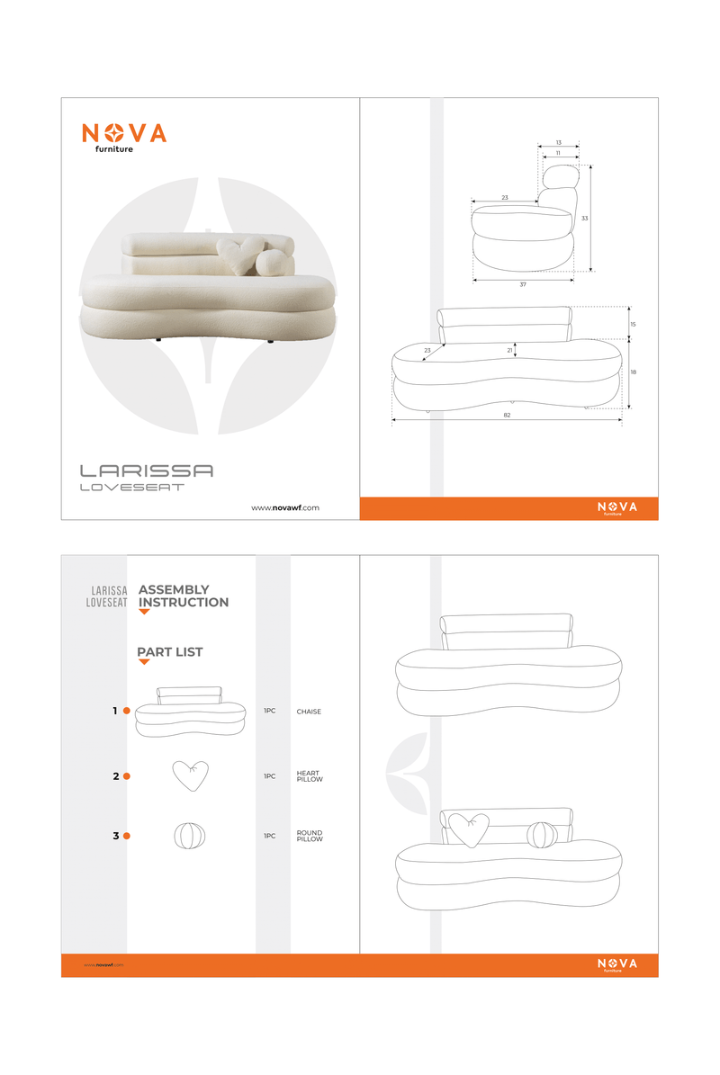 Larissa Ivory Boucle Loveseat - DMV FurnitureLoveseat