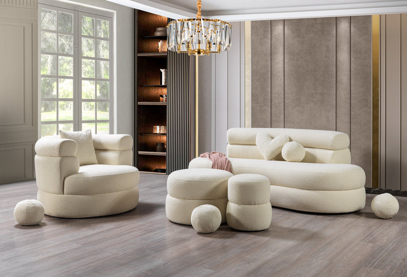 Larissa Ivory Boucle Loveseat - DMV FurnitureLoveseat