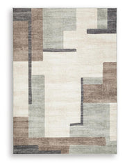 Larkport Cream/Brown/Gray Washable 5' x 7' Area Rug - R407412