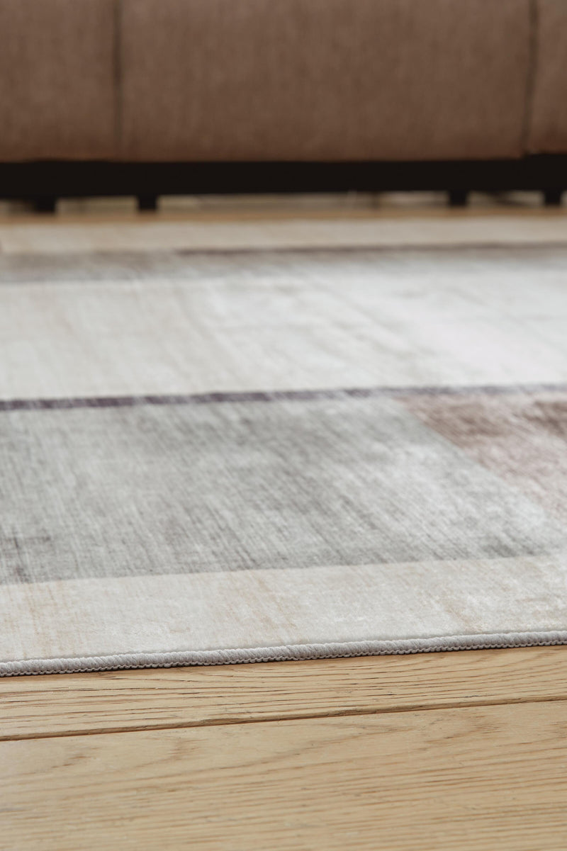 Larkport Cream/Brown/Gray Washable 5' x 7' Area Rug - R407412