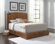 Laughton Banana Leaf Eastern King Panel Bed Amber - 300501KE
